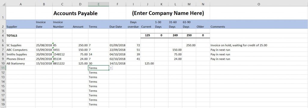 Accounts Payable Ledger Accounts Payable Template