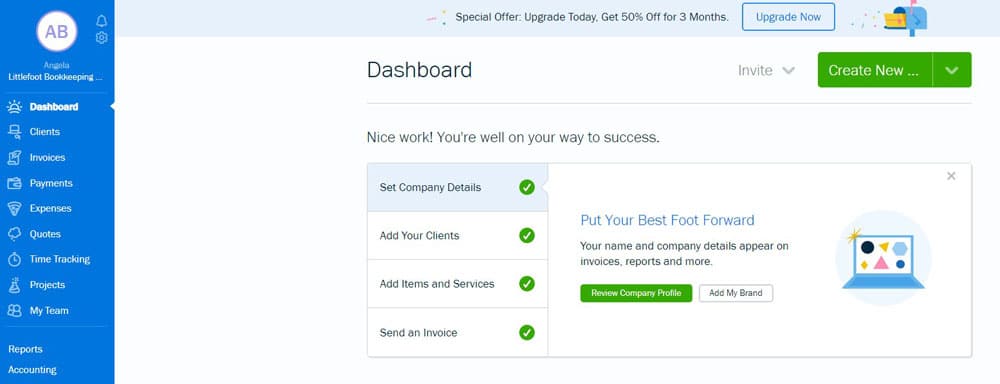 The Best Self-Employed Accounting Software for 2025 FreshBooks review dashboard