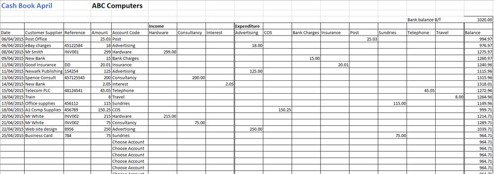 Free Excel Cash Book Template Double entry cash book example