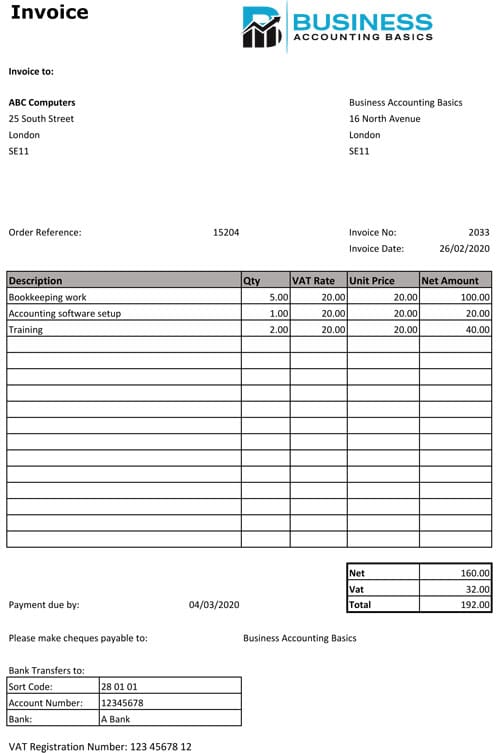 Free Excel Bookkeeping Templates for Small Business Sales Invoice Template UK VAT example
