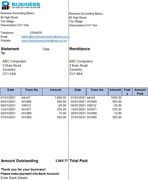 Supplier Statement and Reconciliation Supplier Statement Example