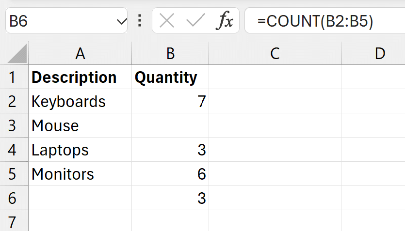 Basic Excel Formulas Every Small Business Should Master Excel COUNT function example