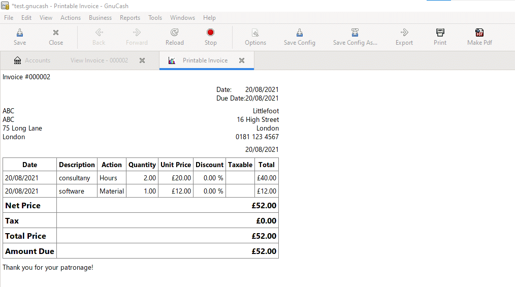 Free GNUCash Invoice Accounting Software