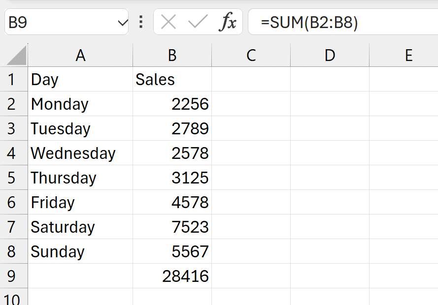 Basic Excel Formulas Every Small Business Should Master Excel SUM Function example